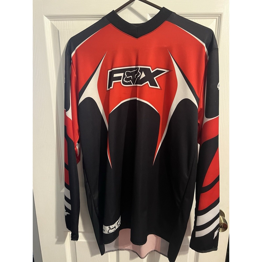 Fox Racing Motocross Jersey Red Black White Vintage Y2K MX MTB BMX Size S Taiwan